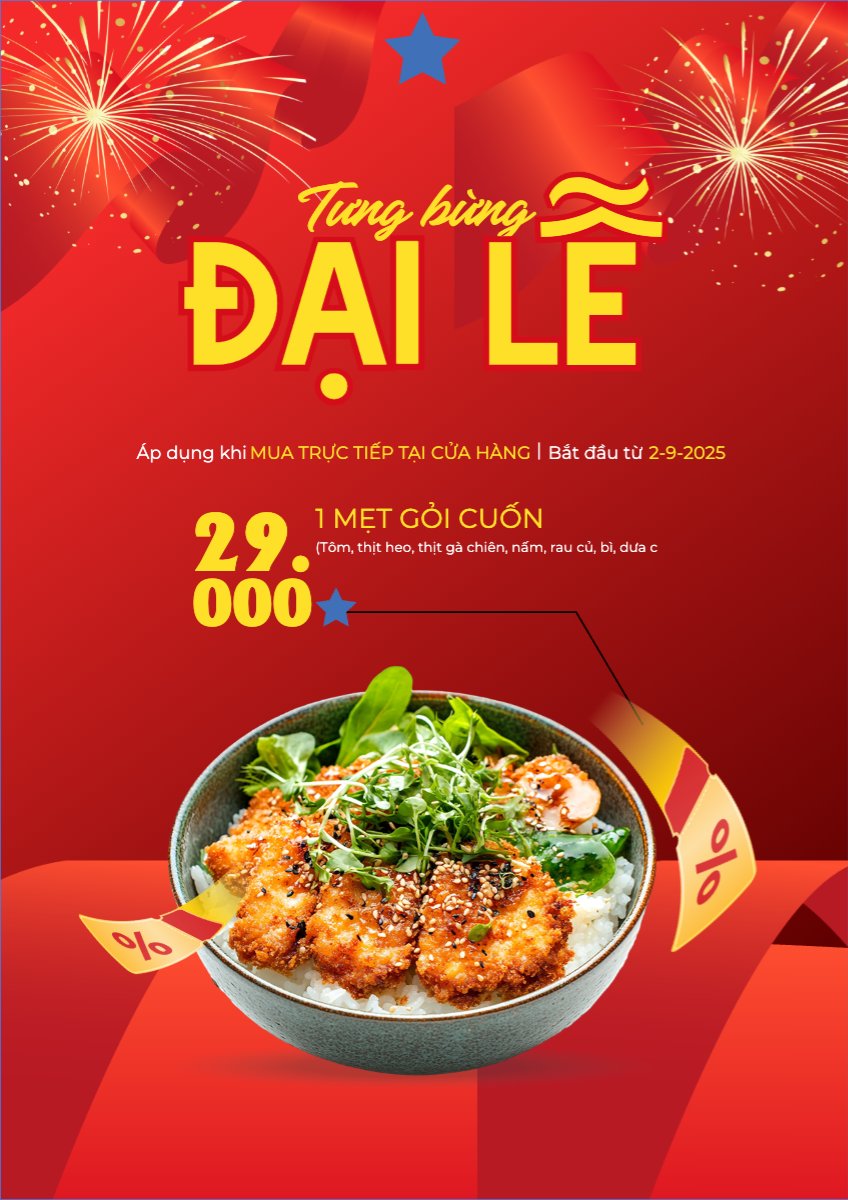 Mẫu Poster chuẩn 2/9, Quốc Khánh, lễ hội, Việt Nam, đồ ăn, food, thực phẩm, ẩm thực, món ăn, F&B, thức ăn, hiện đại, modern — LayerPic