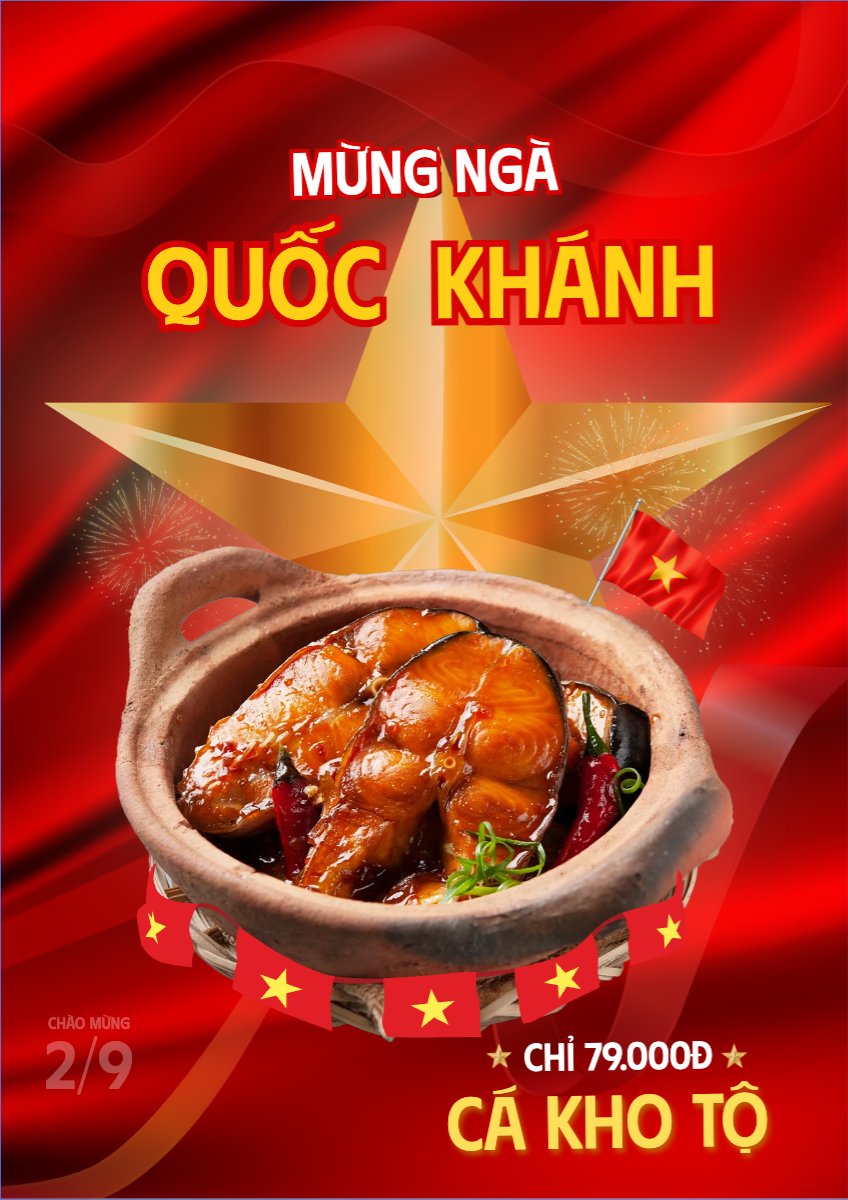Mẫu Poster chuẩn 2/9, Quốc Khánh, lễ hội, Việt Nam, đồ ăn, food, thực phẩm, ẩm thực, món ăn, F&B, thức ăn, hiện đại, modern — LayerPic