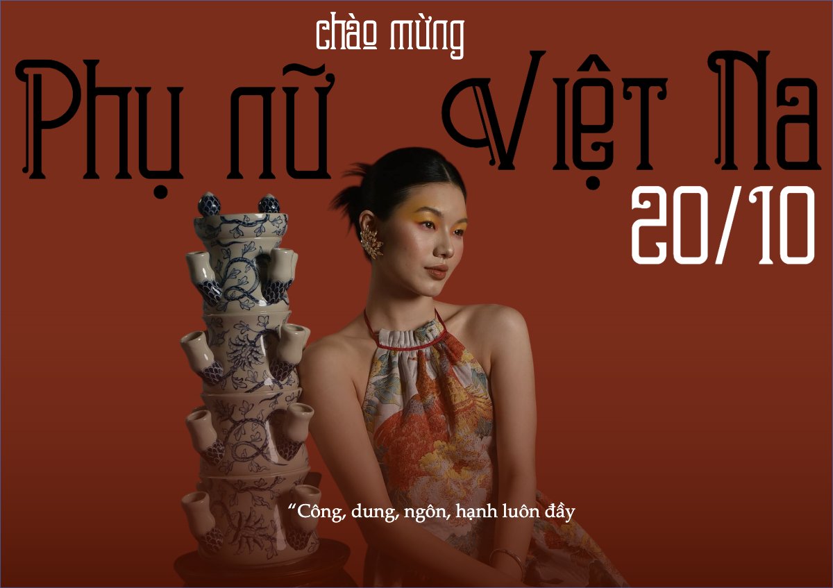 Mẫu Thiệp chúc mừng 20/10, Ngày phụ nữ Việt Nam, Vietnamese Women's Day, phụ nữ, sự kiện, event, mỹ phẩm, làm đẹp, beauty, hiện đại, modern — LayerPic