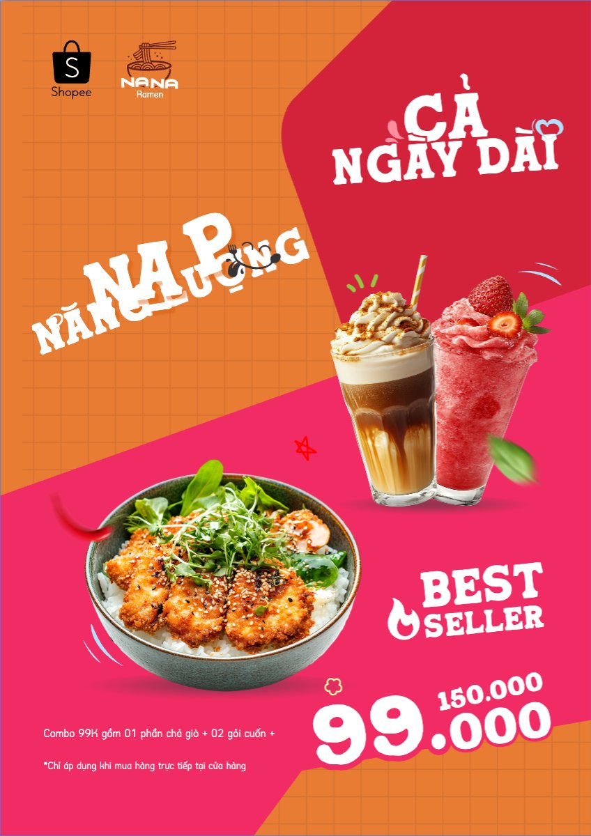 Mẫu Poster chuẩn Cơm, cà phê, nước uống, đồ ăn, food, thực phẩm, ẩm thực, món ăn, F&B, nhà hàng, thức ăn, dễ thương, hiện đại — LayerPic