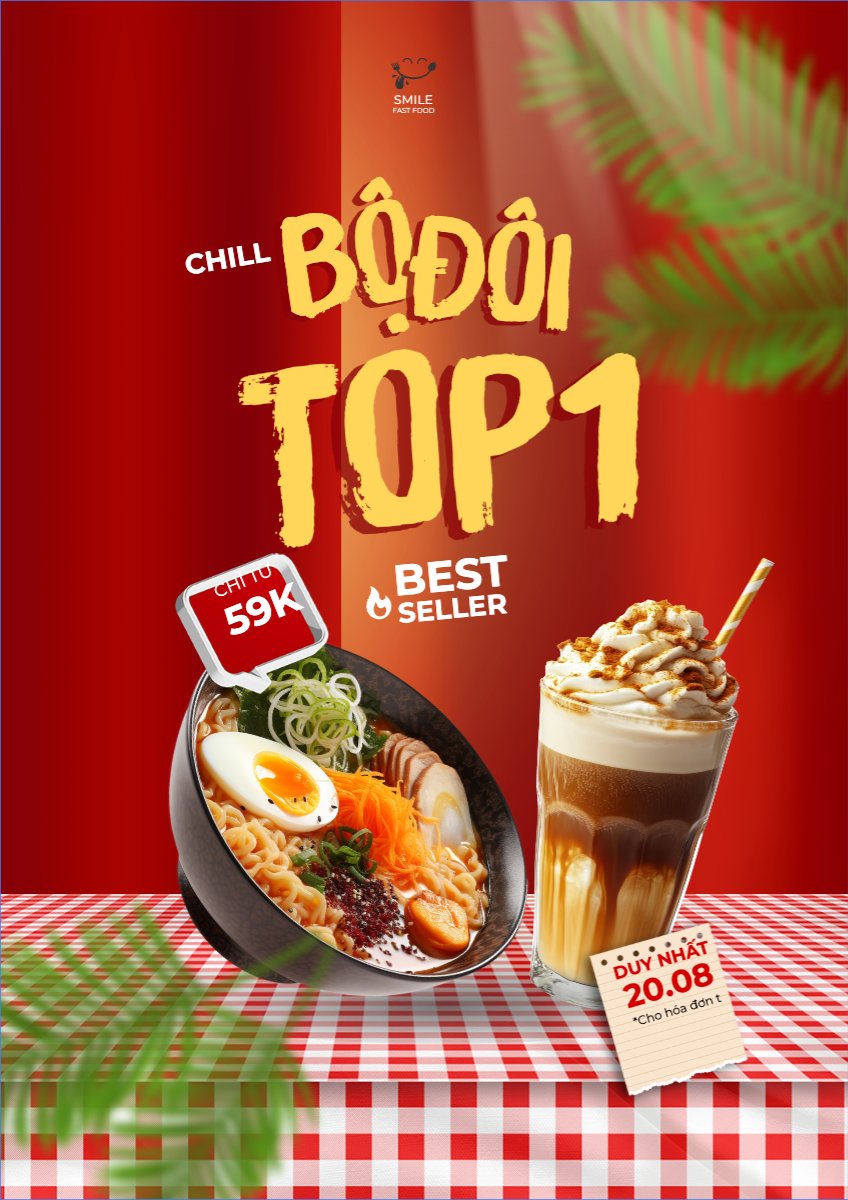 Mẫu Poster chuẩn Mì, cà phê, nước uống, drink, đồ ăn, food, thực phẩm, ẩm thực, món ăn, F&B, nhà hàng, thức ăn, hiện đại — LayerPic