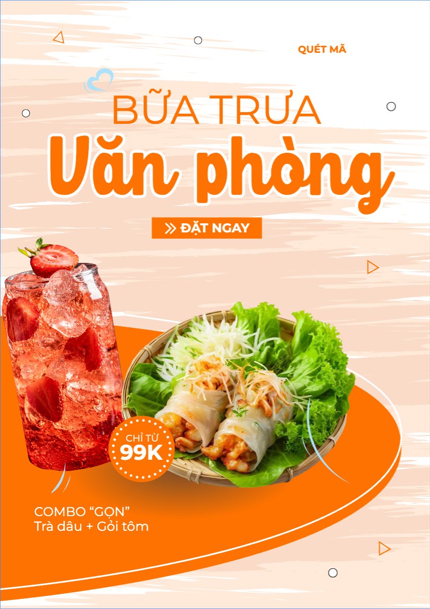 Mẫu Poster chuẩn Gỏi cuốn, gỏi, trà dâu, nước uống, đồ ăn, food, thực phẩm, ẩm thực, món ăn, F&B, nhà hàng, thức ăn, hiện đại — LayerPic