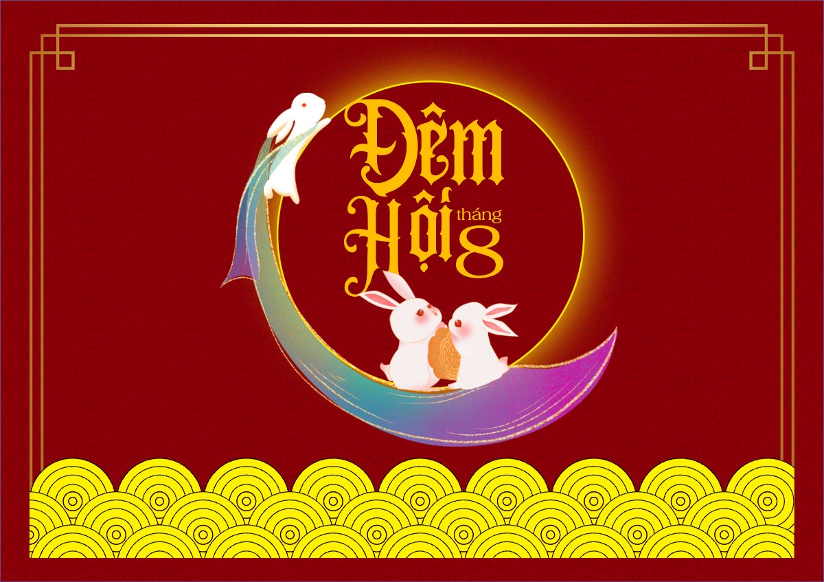 Mẫu Thiệp chúc mừng Trung thu, Tết Đoàn Viên, mid-autumn festival, sự kiện, event, dễ thương, cute, chibi, hoạt hình, cartoon — LayerPic