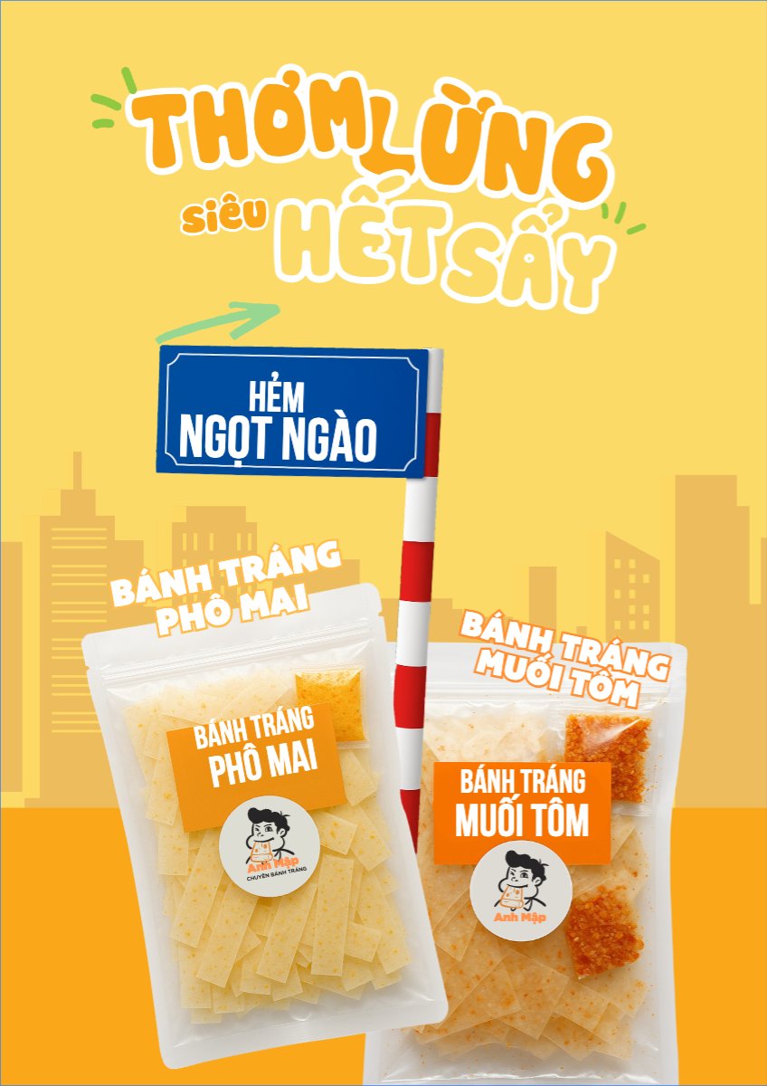 Mẫu Poster chuẩn Bánh tráng, đồ ăn, food, thực phẩm, ẩm thực, món ăn, F&B, nhà hàng, thức ăn, dễ thương, hiện đại — LayerPic