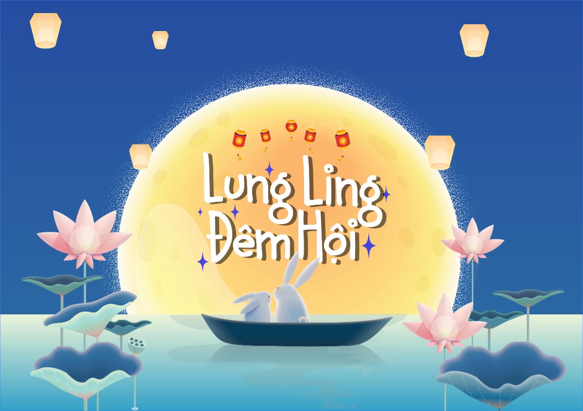 Mẫu Thiệp chúc mừng Trung thu, Tết Đoàn Viên, mid-autumn festival, sự kiện, event, dễ thương, cute, chibi, hoạt hình, cartoon — LayerPic
