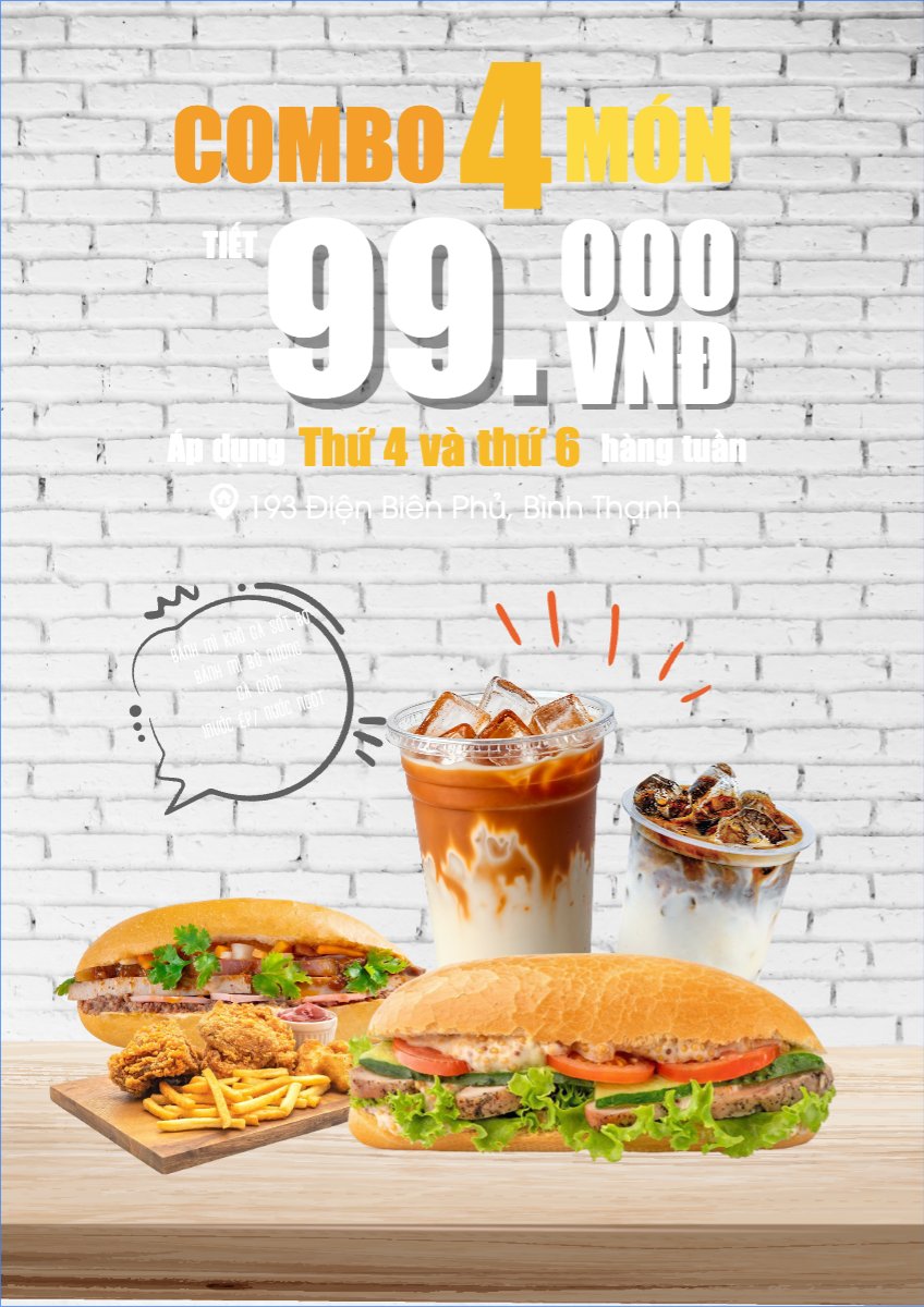 Mẫu Poster chuẩn Bánh mì, đồ ăn, food, thực phẩm, ẩm thực, món ăn, F&B, thức ăn, hiện đại, sang trọng, modern — LayerPic