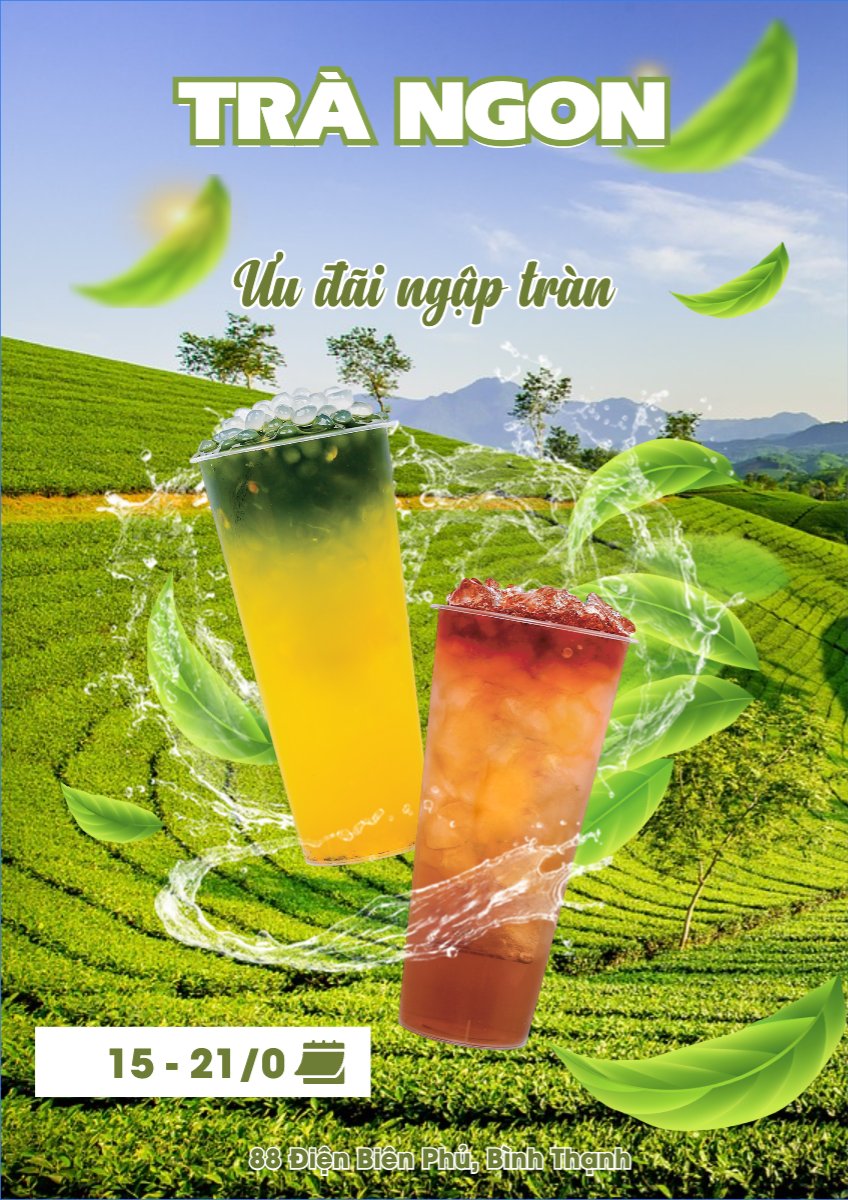 Mẫu Poster chuẩn Nước uống, juice, giải khát, F&B, drink, nước ép, trà sữa, milk tea, cà phê, coffee, cafe — LayerPic