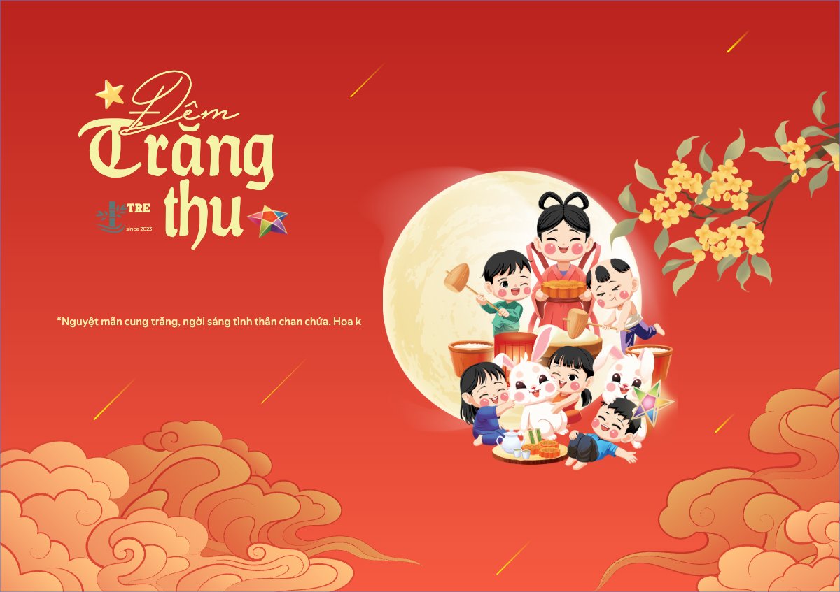 Mẫu Thiệp chúc mừng Trung thu, Tết Đoàn Viên, mid-autumn festival, sự kiện, event, dễ thương, cute, chibi, hoạt hình, cartoon — LayerPic