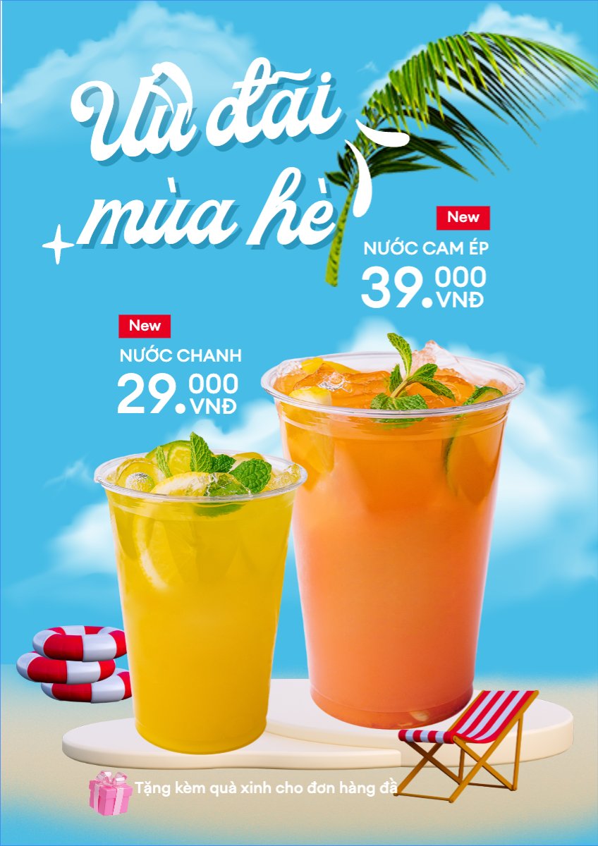Mẫu Poster chuẩn Nước ép, nước uống, juice, giải khát, F&B, drink, dễ thương, hiện đại,modern — LayerPic