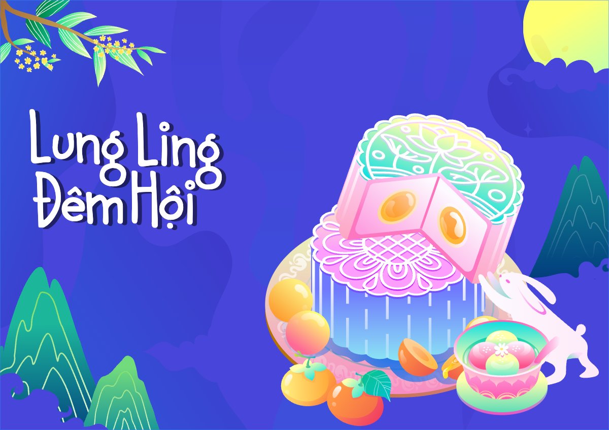 Mẫu Thiệp chúc mừng Trung thu, Tết Đoàn Viên, mid-autumn festival, sự kiện, event, dễ thương, cute, chibi, hoạt hình, cartoon — LayerPic