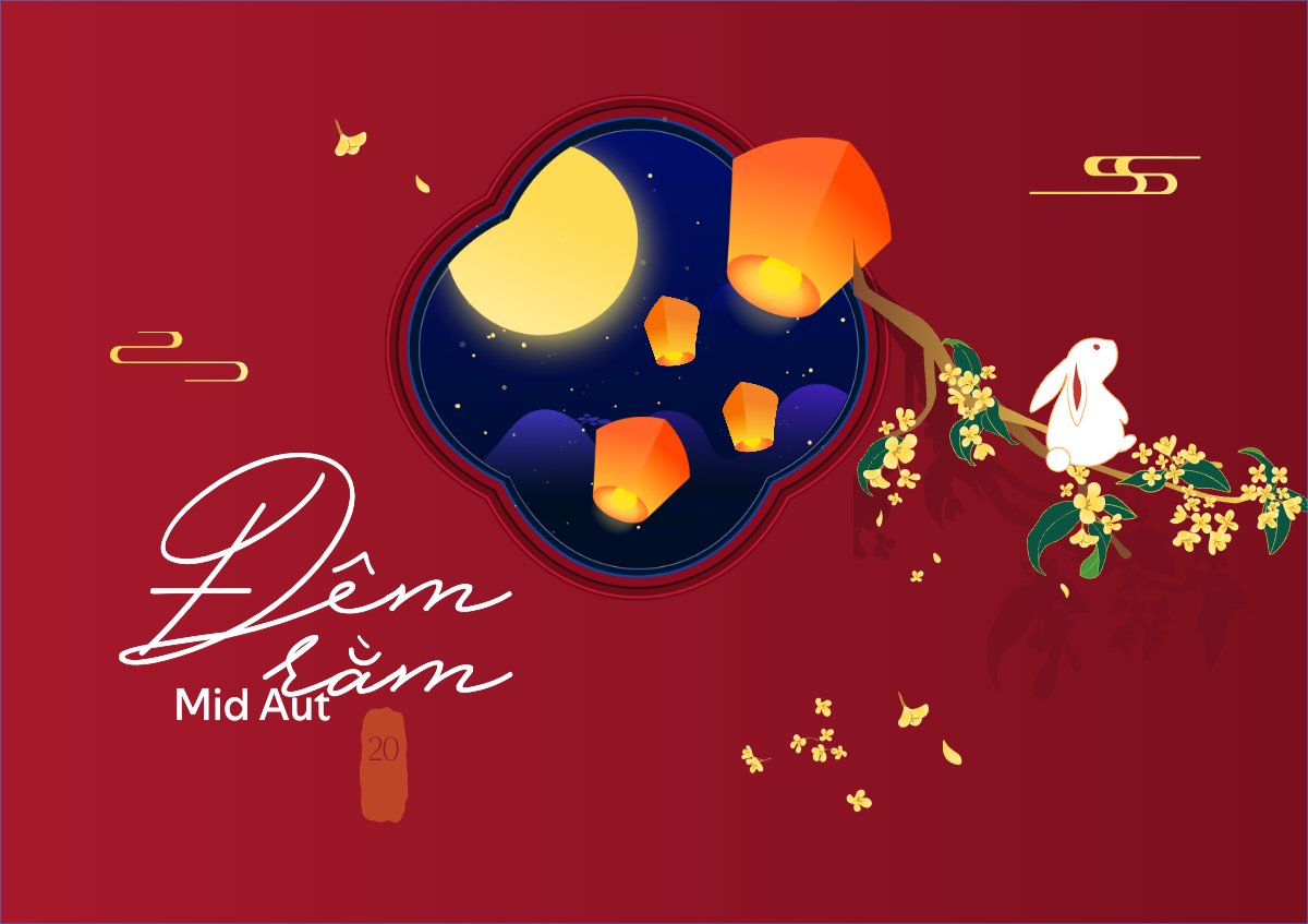 Mẫu Thiệp chúc mừng Trung thu, Tết Đoàn Viên, mid-autumn festival, sự kiện, event, dễ thương, cute, chibi, hoạt hình, cartoon — LayerPic