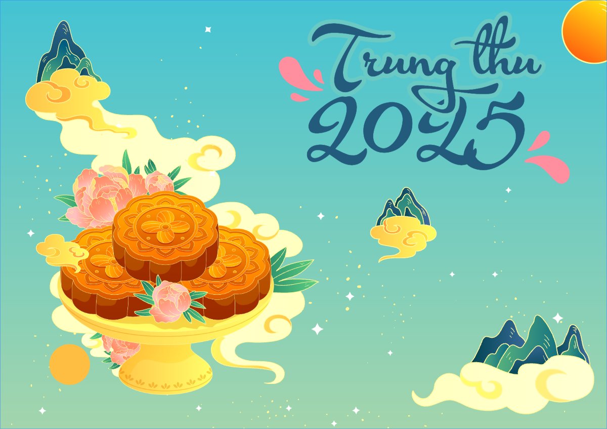 Mẫu Thiệp chúc mừng Trung thu, Tết Đoàn Viên, mid-autumn festival, sự kiện, event, dễ thương, cute, chibi, hoạt hình, cartoon — LayerPic