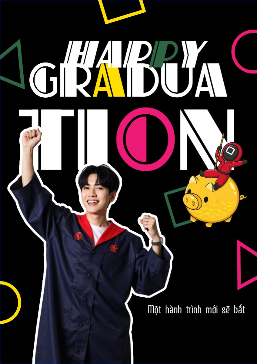 Mẫu Poster chuẩn Tốt nghiệp, kỉ yếu, Graduation, yearbook, giáo dục, education, squid game, hoạt hình, cartoon — LayerPic