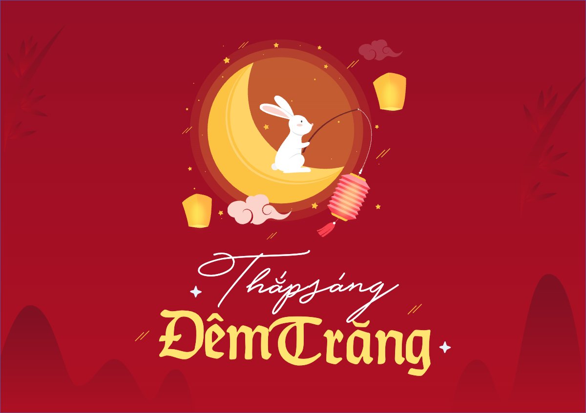 Mẫu Thiệp chúc mừng Trung thu, Tết Đoàn Viên, mid-autumn festival, sự kiện, event, dễ thương, cute, chibi, hoạt hình, cartoon — LayerPic