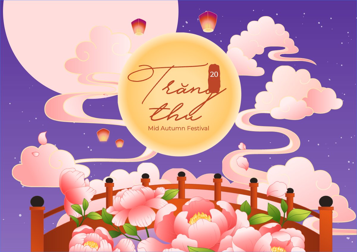 Mẫu Thiệp chúc mừng Trung thu, Tết Đoàn Viên, mid-autumn festival, sự kiện, event, dễ thương, cute, chibi, hoạt hình, cartoon — LayerPic