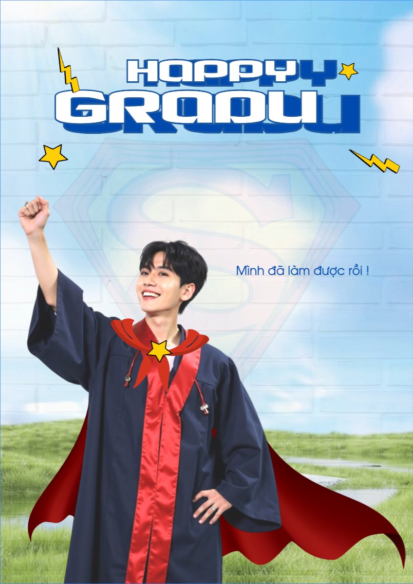 Mẫu Poster chuẩn Tốt nghiệp, kỉ yếu, Graduation, yearbook, sự kiện, event, giáo dục, education, superman — LayerPic