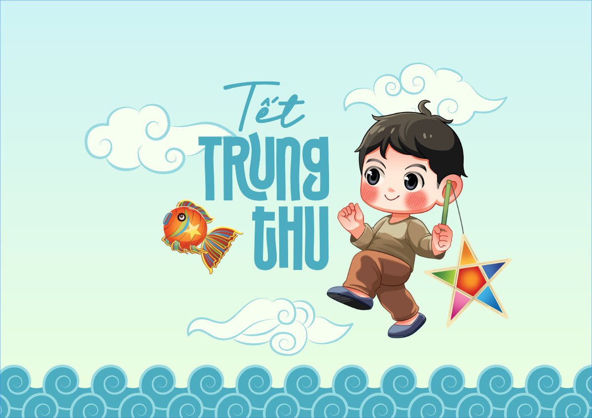 Mẫu Thiệp chúc mừng Trung thu, Tết Đoàn Viên, mid-autumn festival, sự kiện, event, dễ thương, cute, chibi, hoạt hình, cartoon — LayerPic