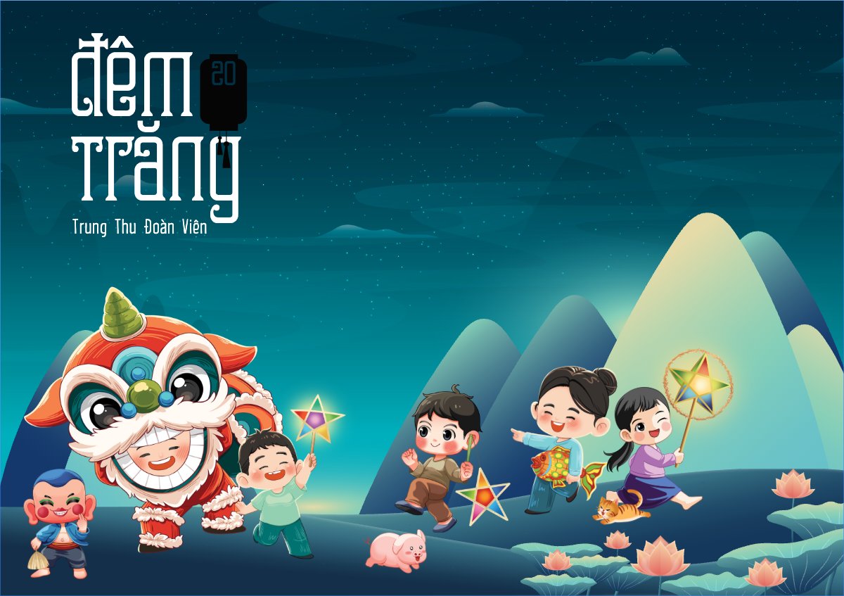 Mẫu Thiệp chúc mừng Trung thu, Tết Đoàn Viên, mid-autumn festival, sự kiện, event, dễ thương, cute, chibi, hoạt hình, cartoon — LayerPic