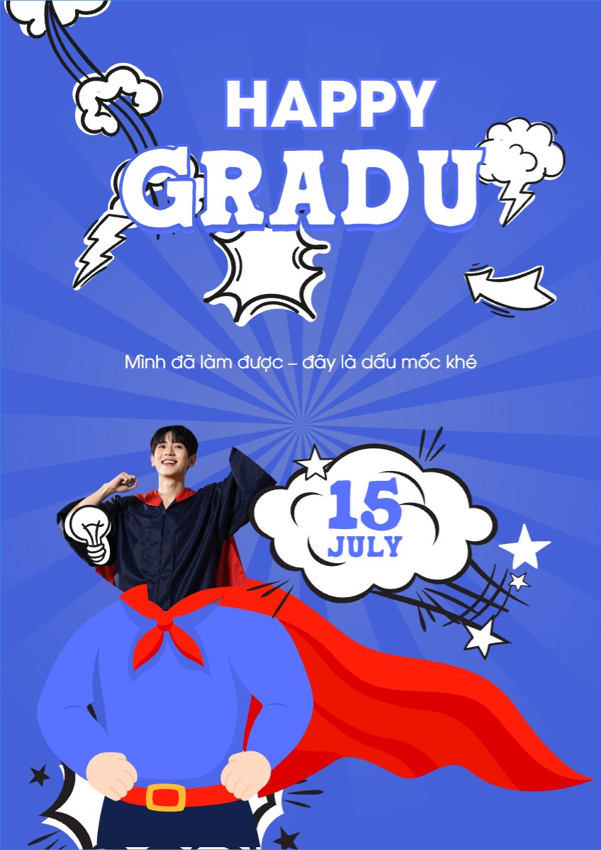 Mẫu Poster chuẩn Tốt nghiệp, kỉ yếu, Graduation, yearbook, sự kiện, event, giáo dục, education, superman — LayerPic
