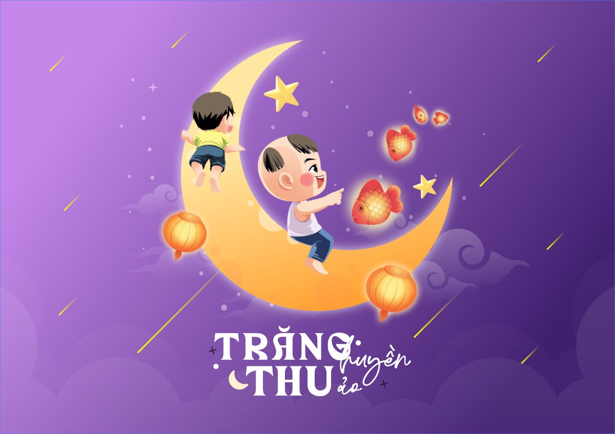Mẫu Thiệp chúc mừng Trung thu, Tết Đoàn Viên, mid-autumn festival, sự kiện, event, dễ thương, cute, chibi, hoạt hình, cartoon — LayerPic