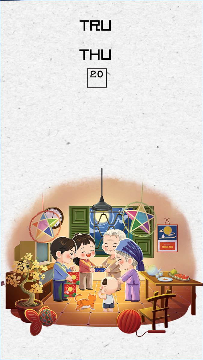 Mẫu Hình nền điện thoại Trung thu, Tết Đoàn Viên, mid-autumn festival, sự kiện, event, dễ thương, cute, chibi, hoạt hình, cartoon — LayerPic