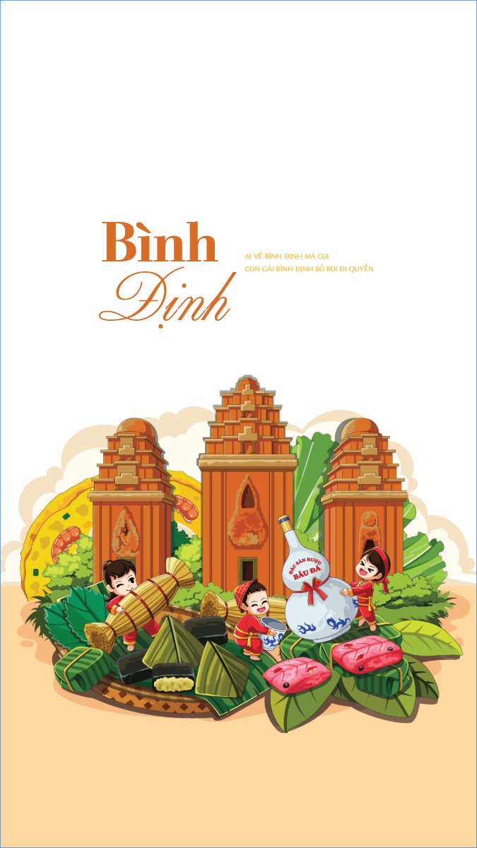 Mẫu Hình nền điện thoại Bình Định, Việt Nam, địa danh, du lịch, travel, dễ thương, cute, chibi, hoạt hình, cartoon — LayerPic