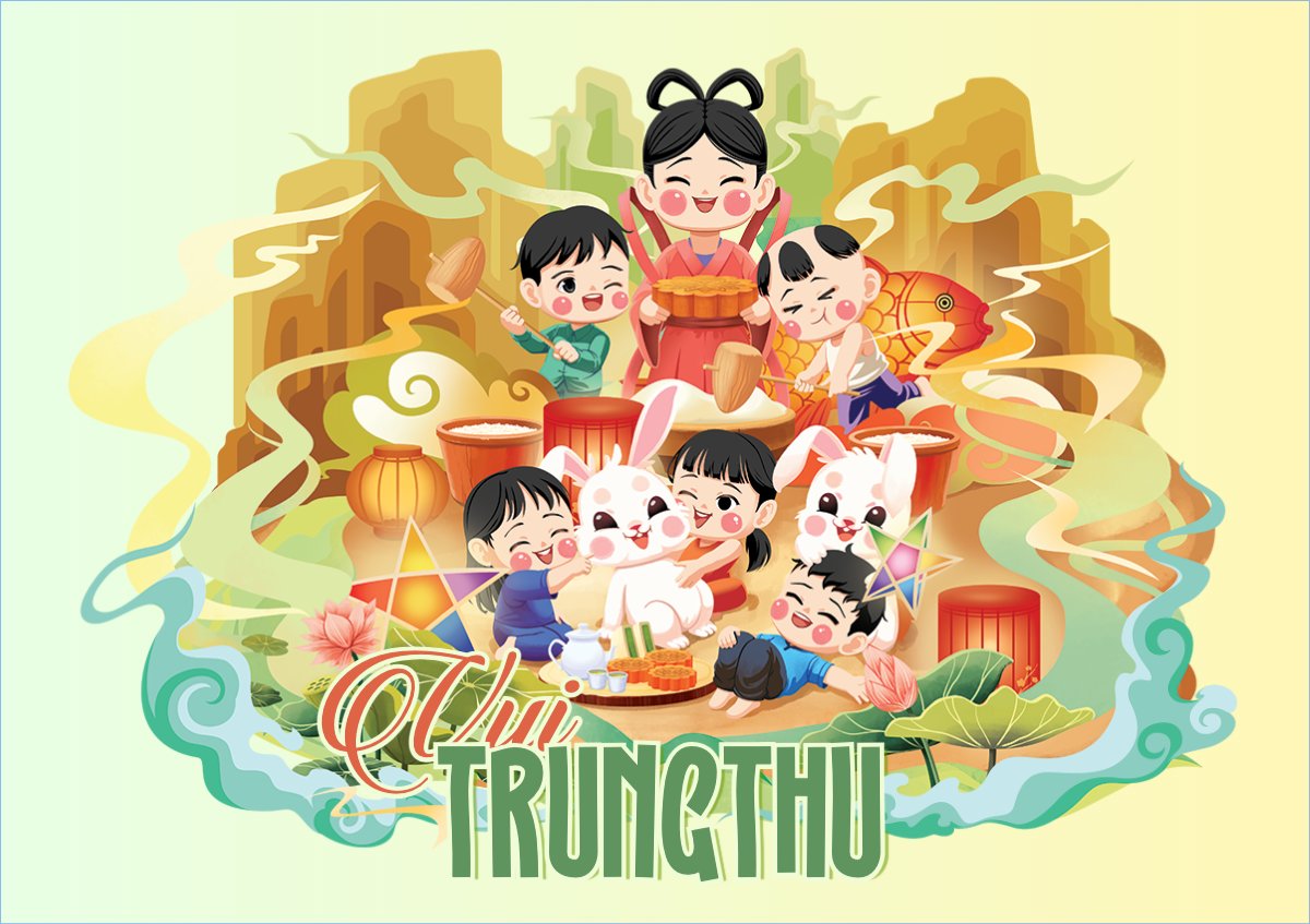 Trung thu, Tết Đoàn Viên, mid-autumn festival, sự kiện, event, dễ thương, cute, chibi, hoạt hình, cartoon