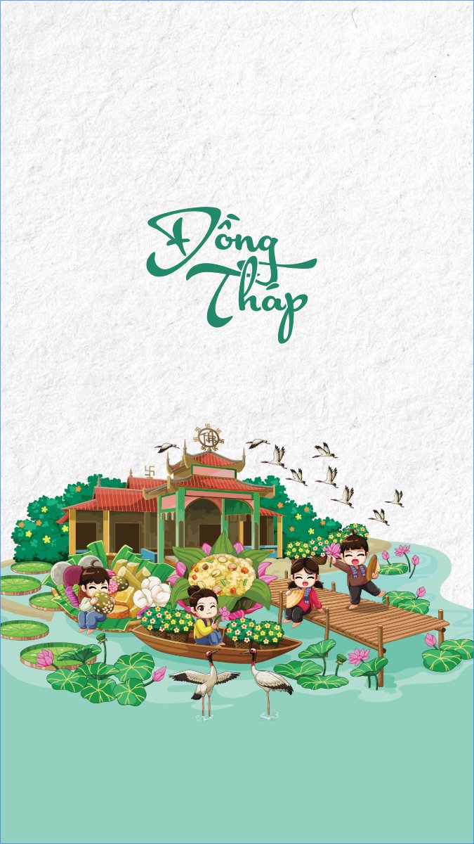 Mẫu Hình nền điện thoại Đồng Tháp, Việt Nam, địa danh, du lịch, travel, dễ thương, cute, chibi, hoạt hình, cartoon — LayerPic