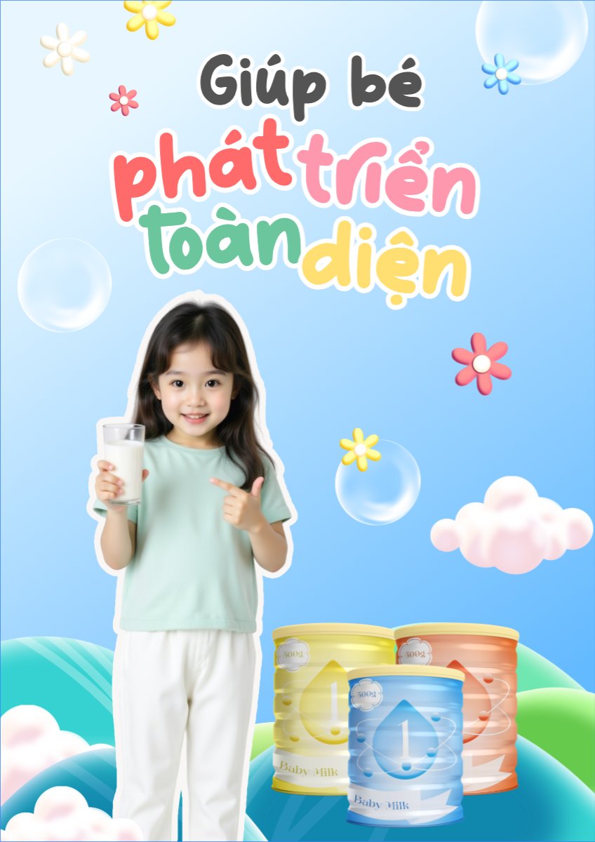 Mẫu Poster chuẩn Em bé, baby, trẻ em, kids, sữa, milk, đồ ăn, food, thực phẩm, ẩm thực, món ăn, F&B, thức ăn — LayerPic