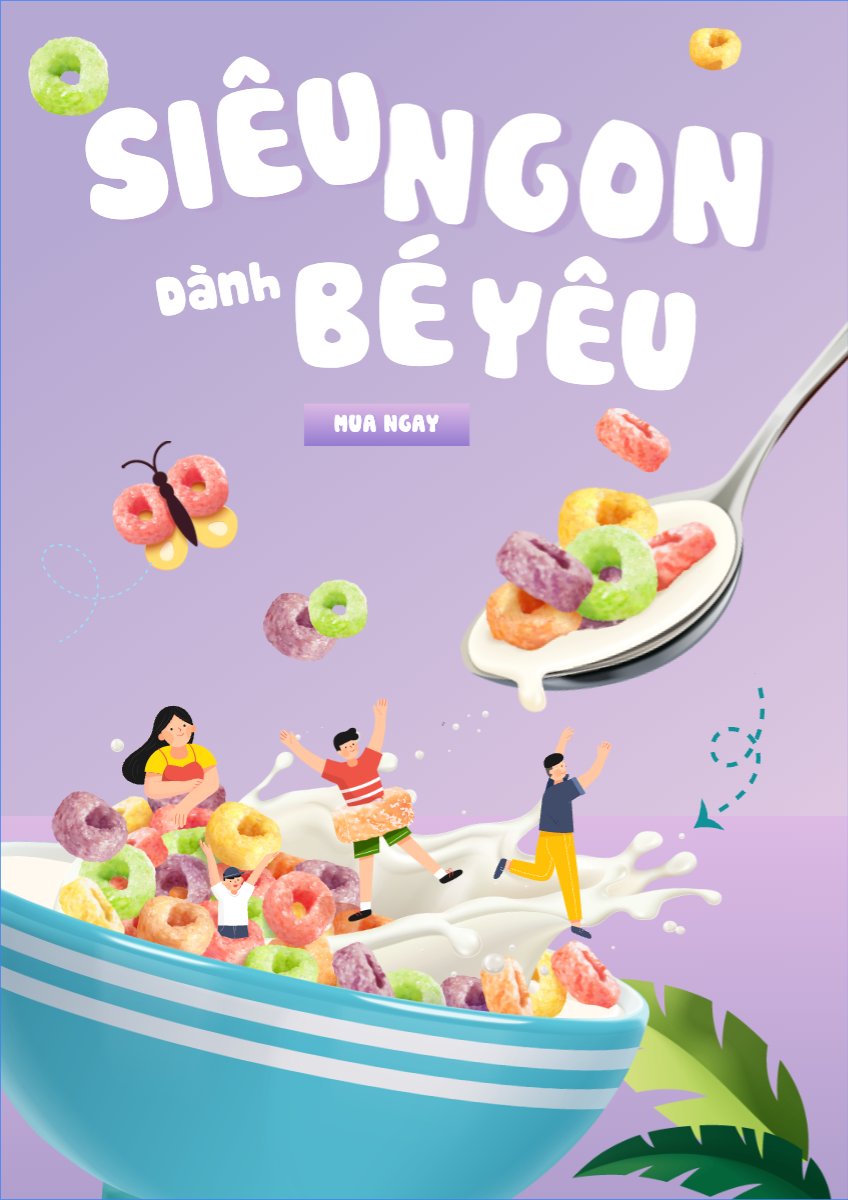 Mẫu Poster chuẩn Em bé, baby, trẻ em, kids, ngũ cốc, cereal, đồ ăn, food, thực phẩm, ẩm thực, món ăn, F&B, thức ăn — LayerPic