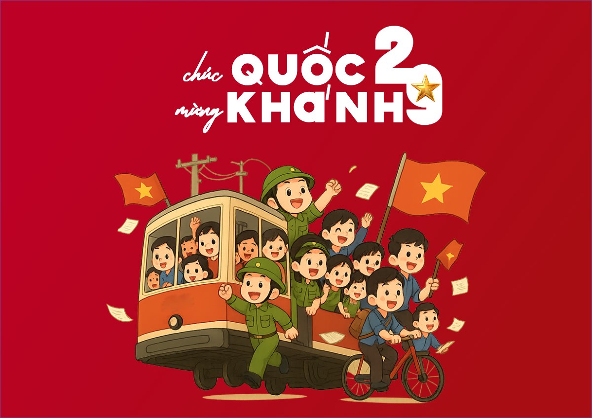 Mẫu Thiệp chúc mừng Việt Nam, lễ hội, 2/9, Quốc Khánh, dễ thương, cute, chibi, hoạt hình, cartoon — LayerPic