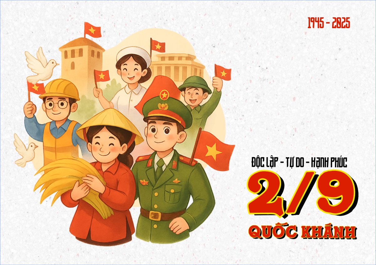 Mẫu Thiệp chúc mừng Việt Nam, lễ hội, 2/9, Quốc Khánh, dễ thương, cute, chibi, hoạt hình, cartoon — LayerPic