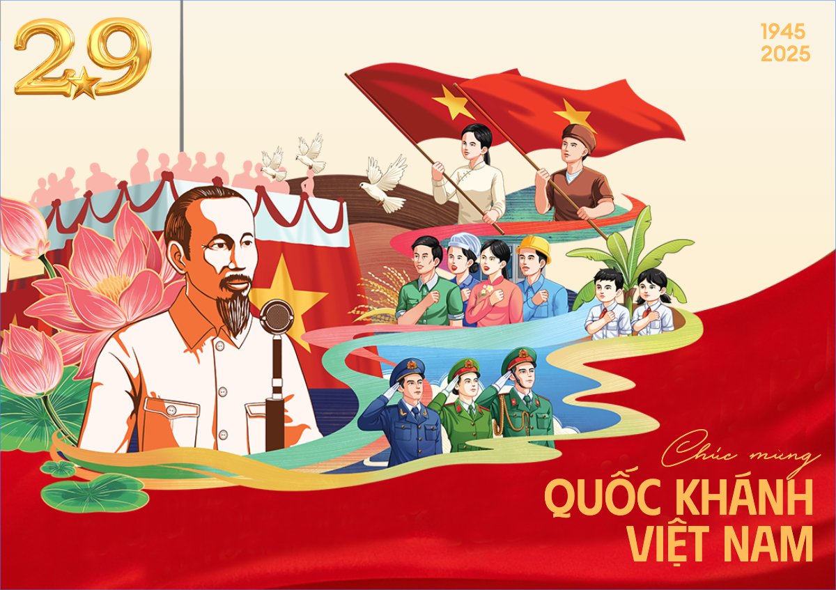 Mẫu Thiệp chúc mừng Việt Nam, lễ hội, 2/9, Quốc Khánh, hiện đại, sang trọng, modern — LayerPic