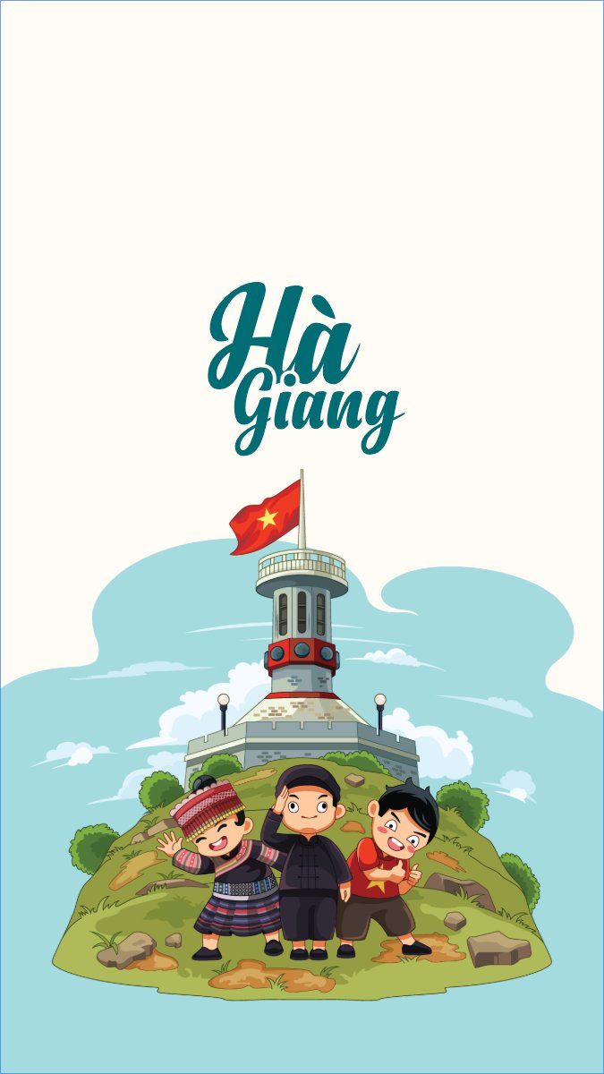 Mẫu Hình nền điện thoại Hà Giang, Việt Nam, địa danh, du lịch, travel, dễ thương, cute, chibi, hoạt hình, cartoon — LayerPic
