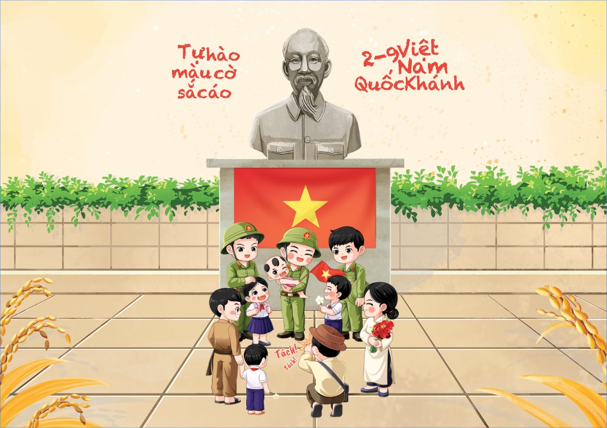 Mẫu Thiệp chúc mừng Việt Nam, lễ hội, 2/9, Quốc Khánh, 30/4, 1/5, dễ thương, cute, thuần Việt — LayerPic