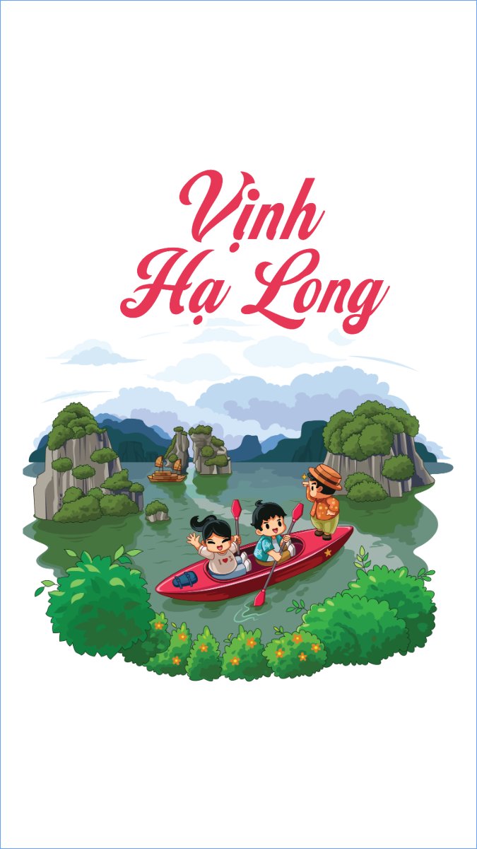 Mẫu Hình nền điện thoại Vịnh Hạ Long, Việt Nam, địa danh, du lịch, travel, dễ thương, cute, chibi, hoạt hình, cartoon — LayerPic