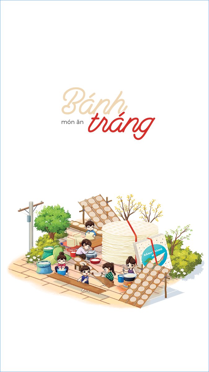 Mẫu Hình nền điện thoại Làm bánh tráng, bánh tráng, truyền thống, Việt Nam, traditional, dễ thương, cute, chibi, hoạt hình, cartoon — LayerPic