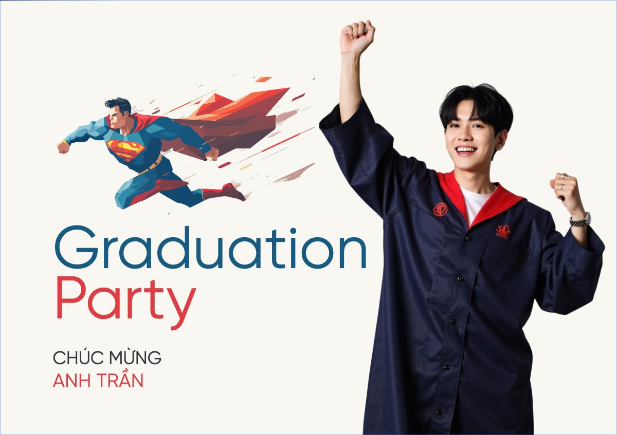 Mẫu Thiệp chúc mừng Tốt nghiệp, kỉ yếu, Graduation, yearbook, dễ thương, cute, chibi, hoạt hình, cartoon, superman — LayerPic