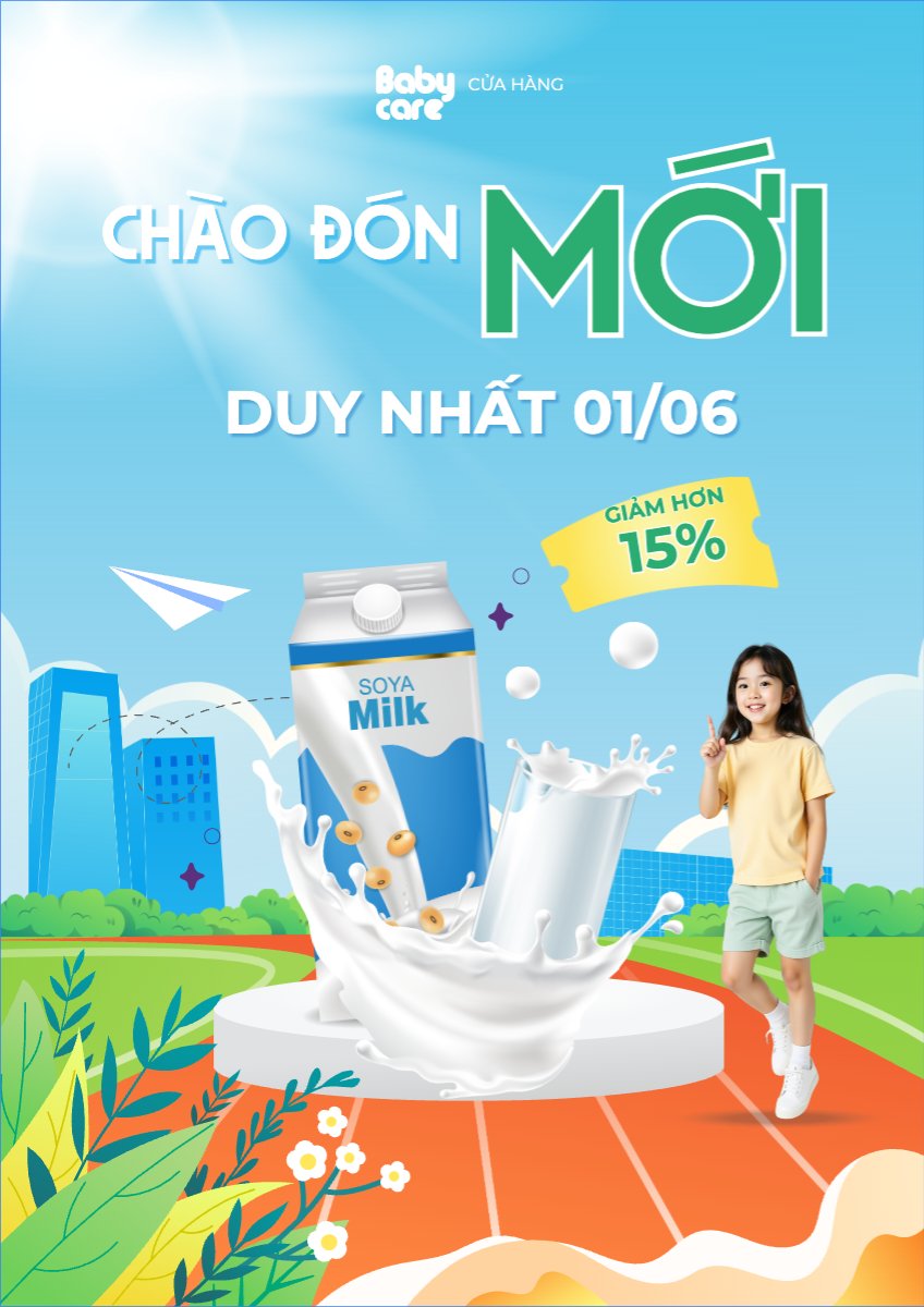 Mẫu Poster chuẩn Quốc tế thiếu nhi, 1/6, trẻ em, quảng cáo, giảm giá, ưu đãi, sale, ẩm thực, nước uống — LayerPic