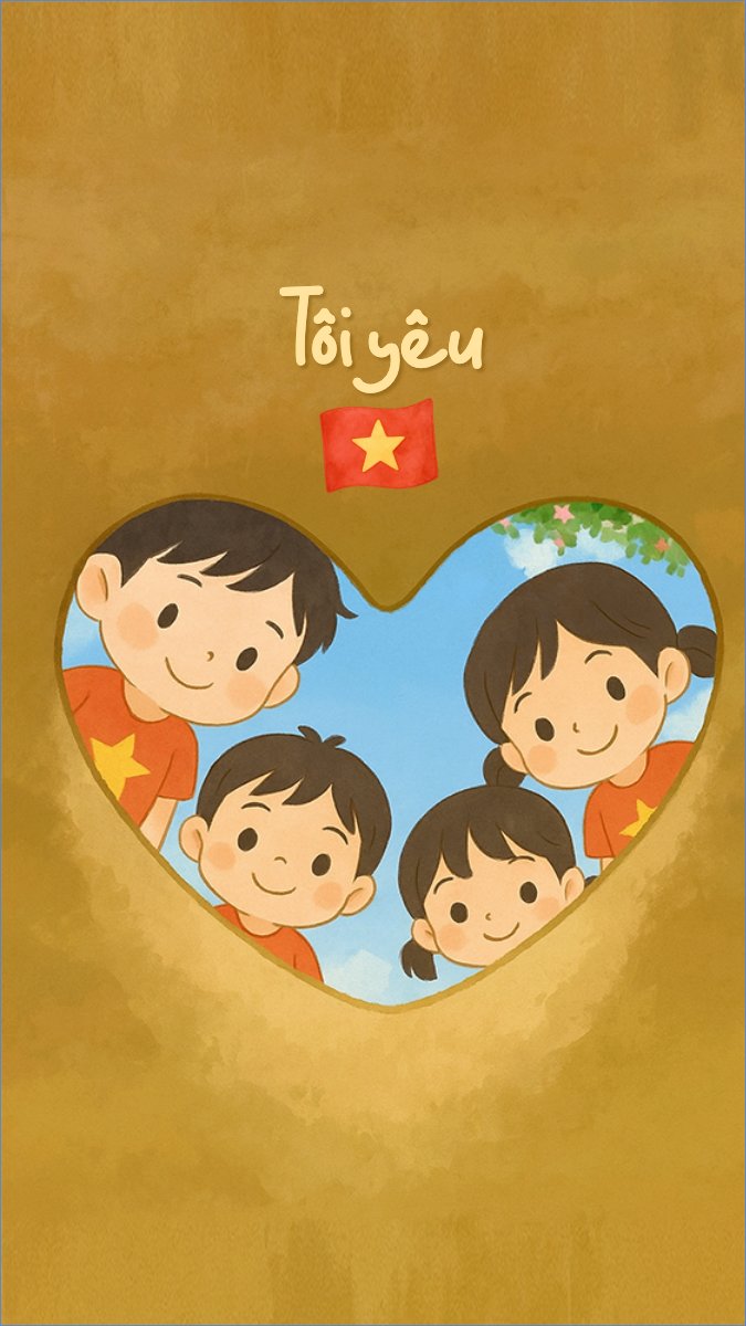 Mẫu Hình nền điện thoại 2/9, Quốc Khánh, lễ hội, Việt Nam, sự kiện, dễ thương, cute, chibi, hoạt hình, cartoon — LayerPic