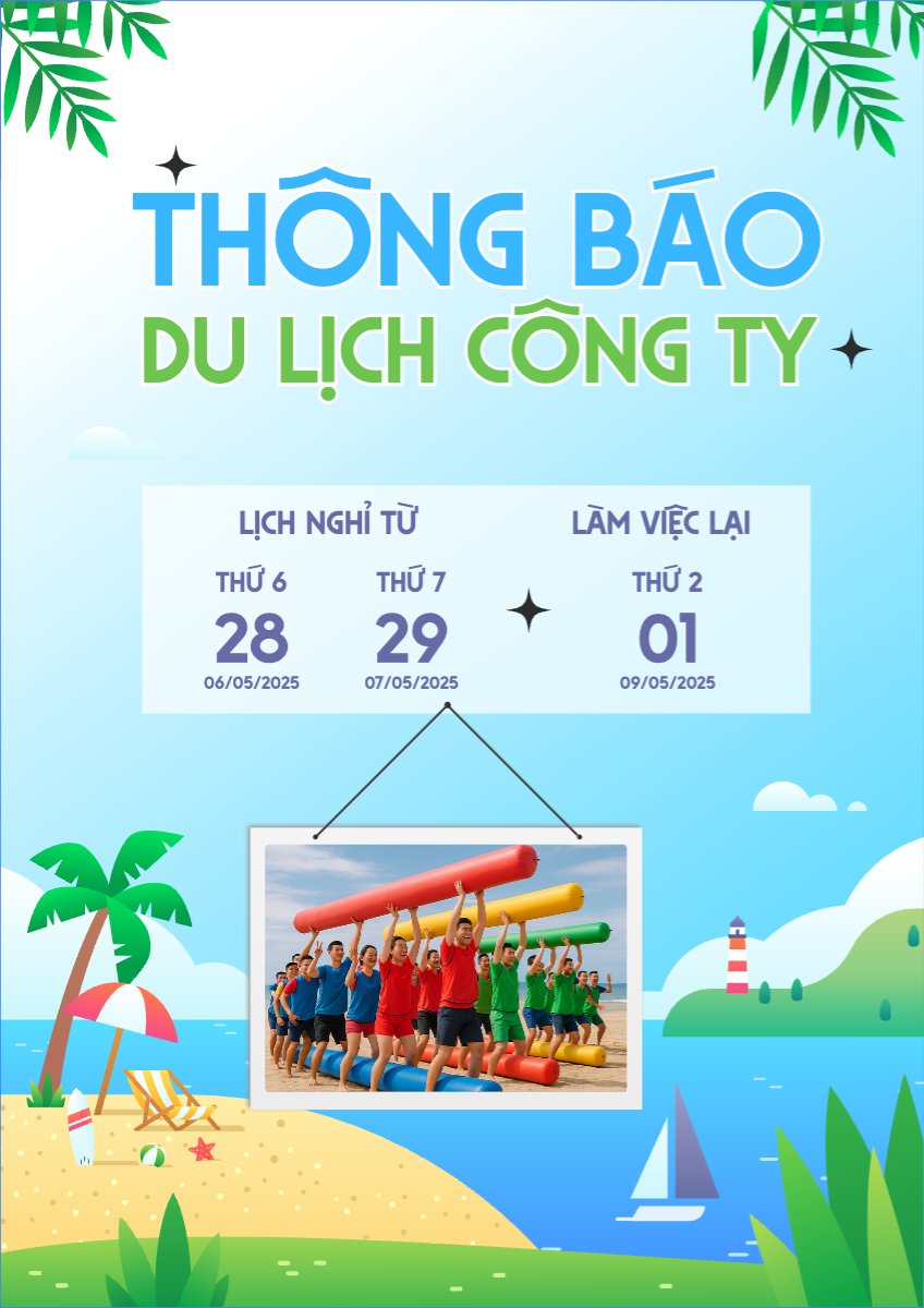 Mẫu Poster chuẩn Team building, mùa hè, summer, Du lịch, travel, tourism, trải nghiệm, khám phá — LayerPic