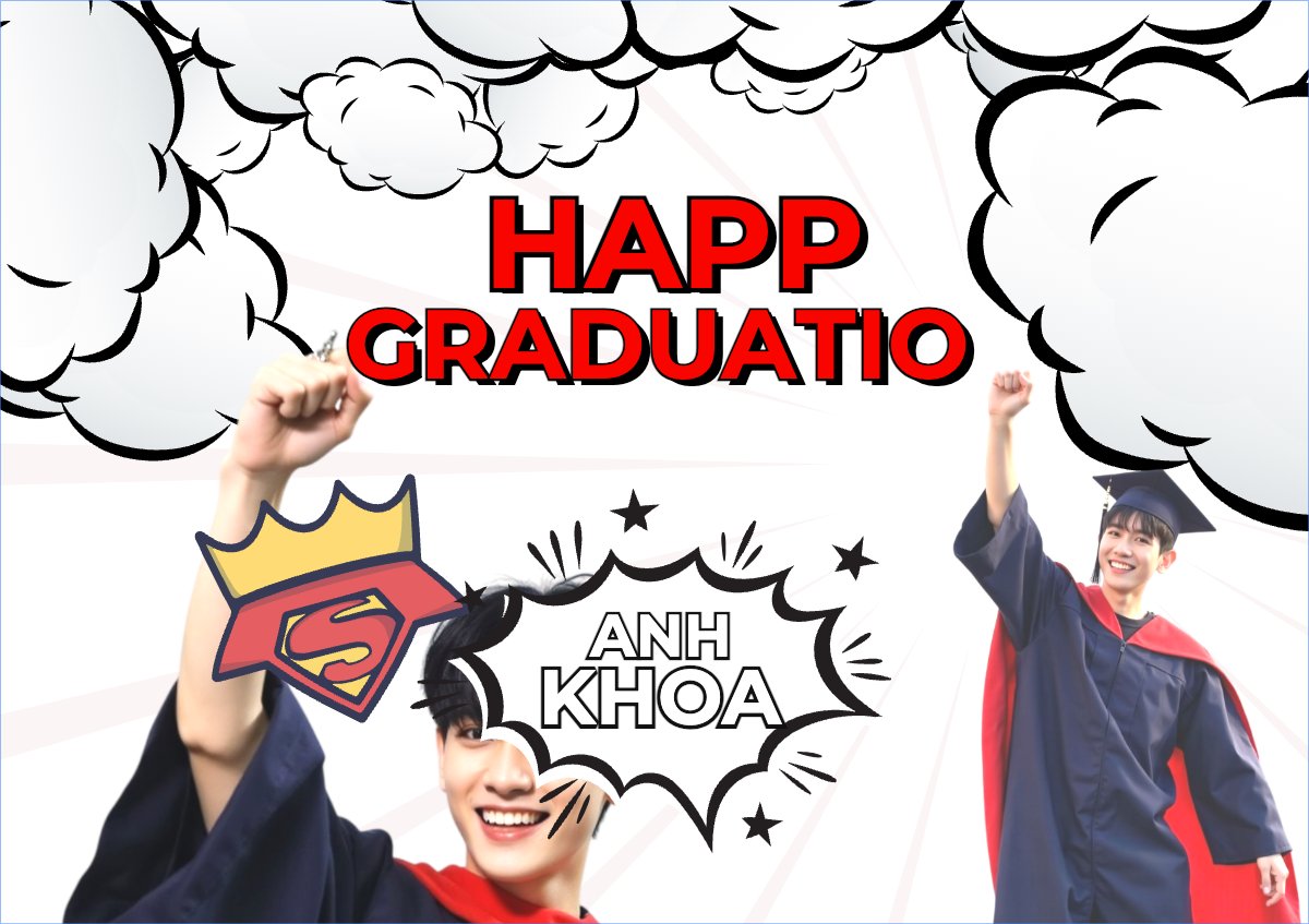 Mẫu Thiệp chúc mừng Tốt nghiệp, kỉ yếu, Graduation, yearbook, dễ thương, cute, chibi, hoạt hình, cartoon, superman — LayerPic