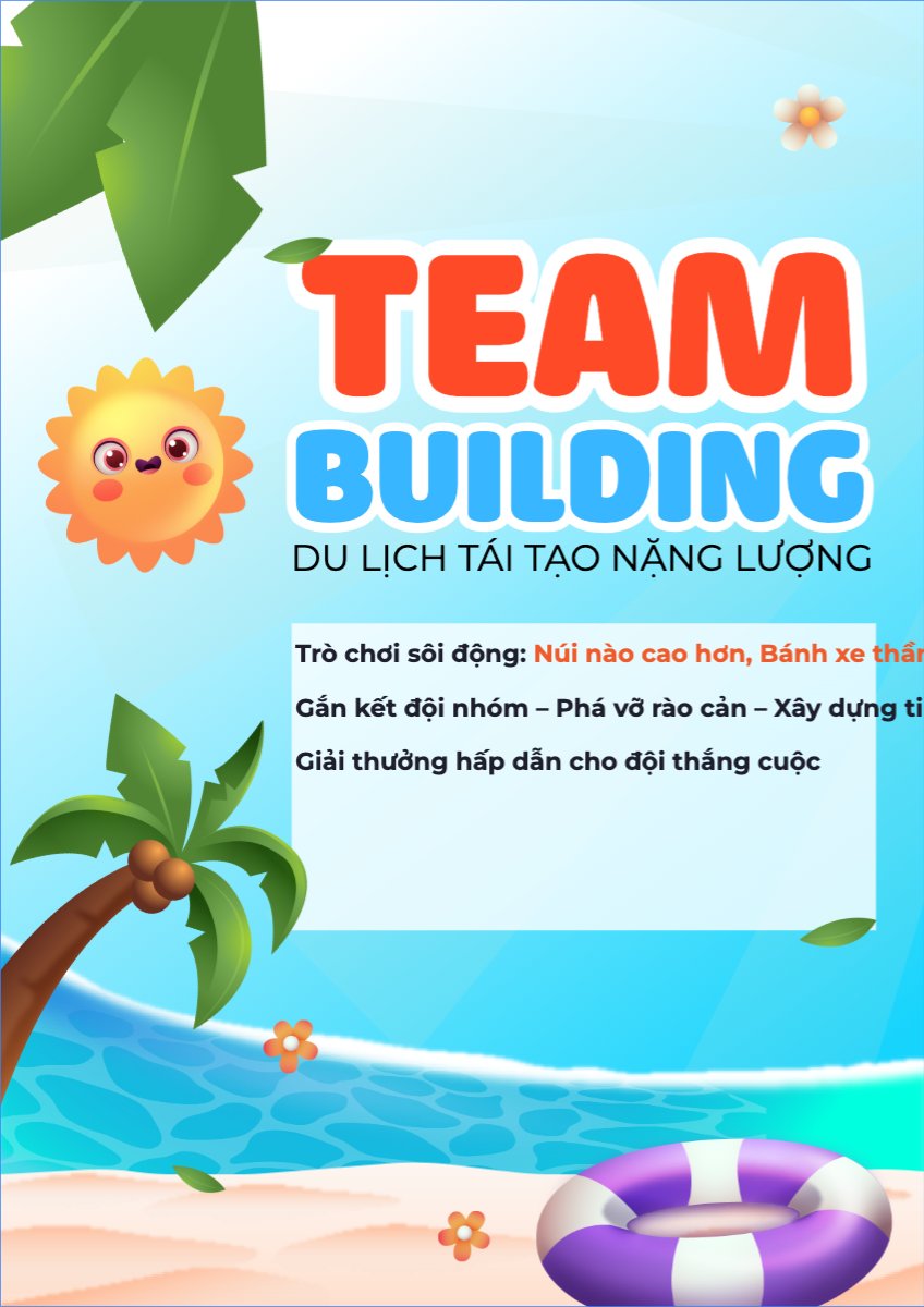 Mẫu Poster chuẩn Team building, mùa hè, summer, Du lịch, travel, tourism, trải nghiệm, khám phá — LayerPic