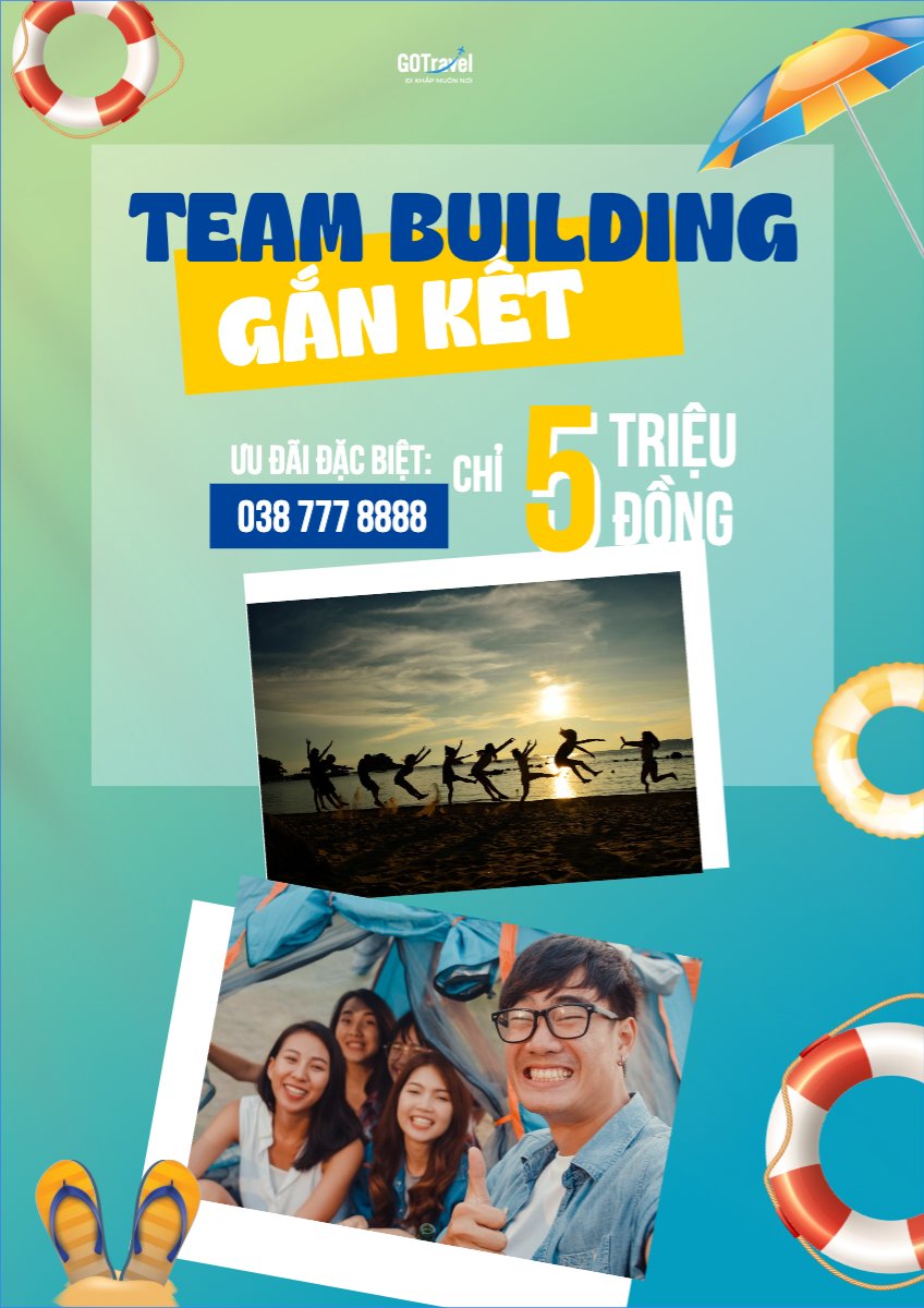 Mẫu Poster chuẩn Team building, mùa hè, summer,Du lịch, travel, tourism, trải nghiệm, khám phá — LayerPic
