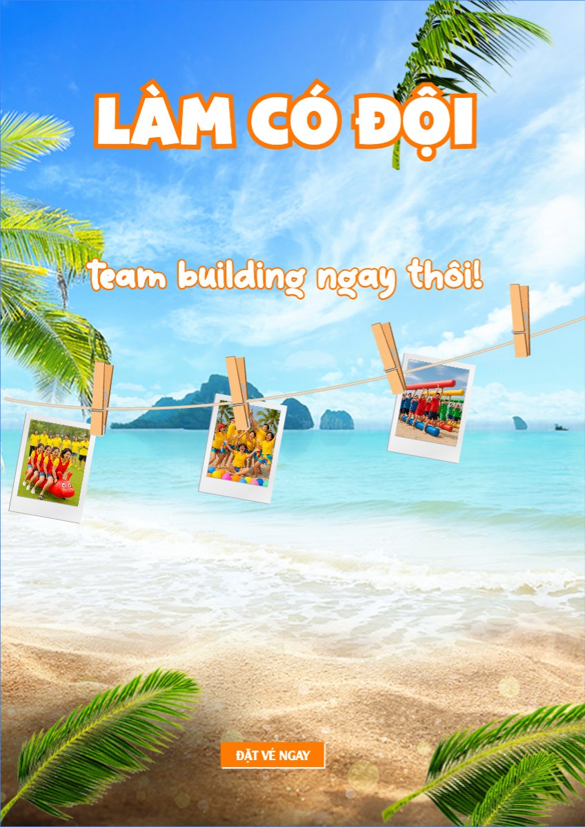 Mẫu Poster chuẩn Team building, mùa hè, summer,Du lịch, travel, tourism, trải nghiệm, khám phá — LayerPic