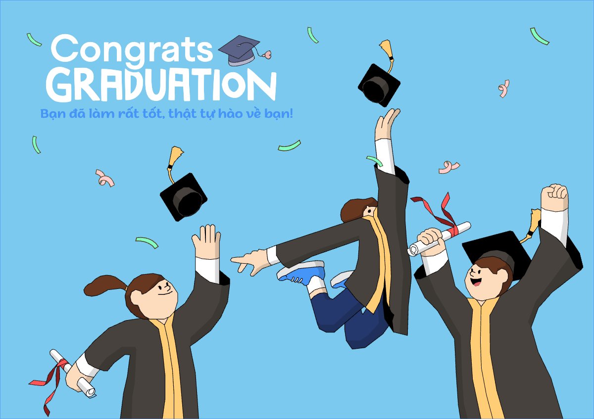 Mẫu Thiệp chúc mừng Tốt nghiệp, kỉ yếu, Graduation, dễ thương, cute, bạn bè, friend — LayerPic
