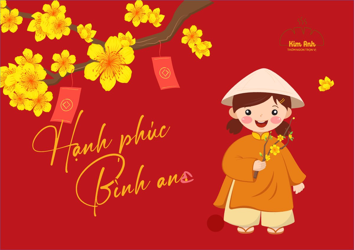 Mẫu Thiệp chúc mừng Tết, Xuân, dễ thương, cute, truyền thống, dân gian, thuần Việt — LayerPic