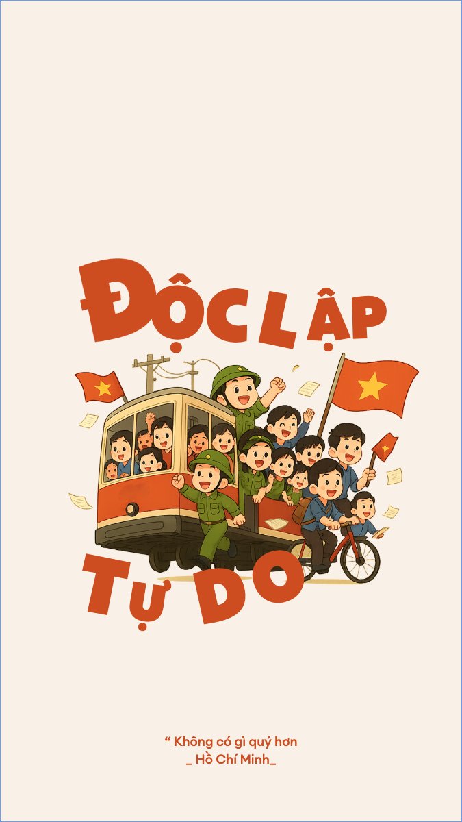 Mẫu Hình nền điện thoại 2/9, Quốc Khánh, lễ hội, Việt Nam, sự kiện, dễ thương, cute, chibi, hoạt hình, cartoon — LayerPic