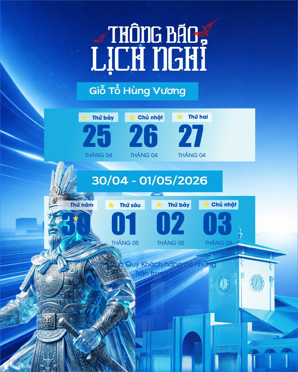 Mẫu Bài post MXH dọc Lịch nghỉ lễ Giỗ Tổ và 30/4-1/5 — LayerPic