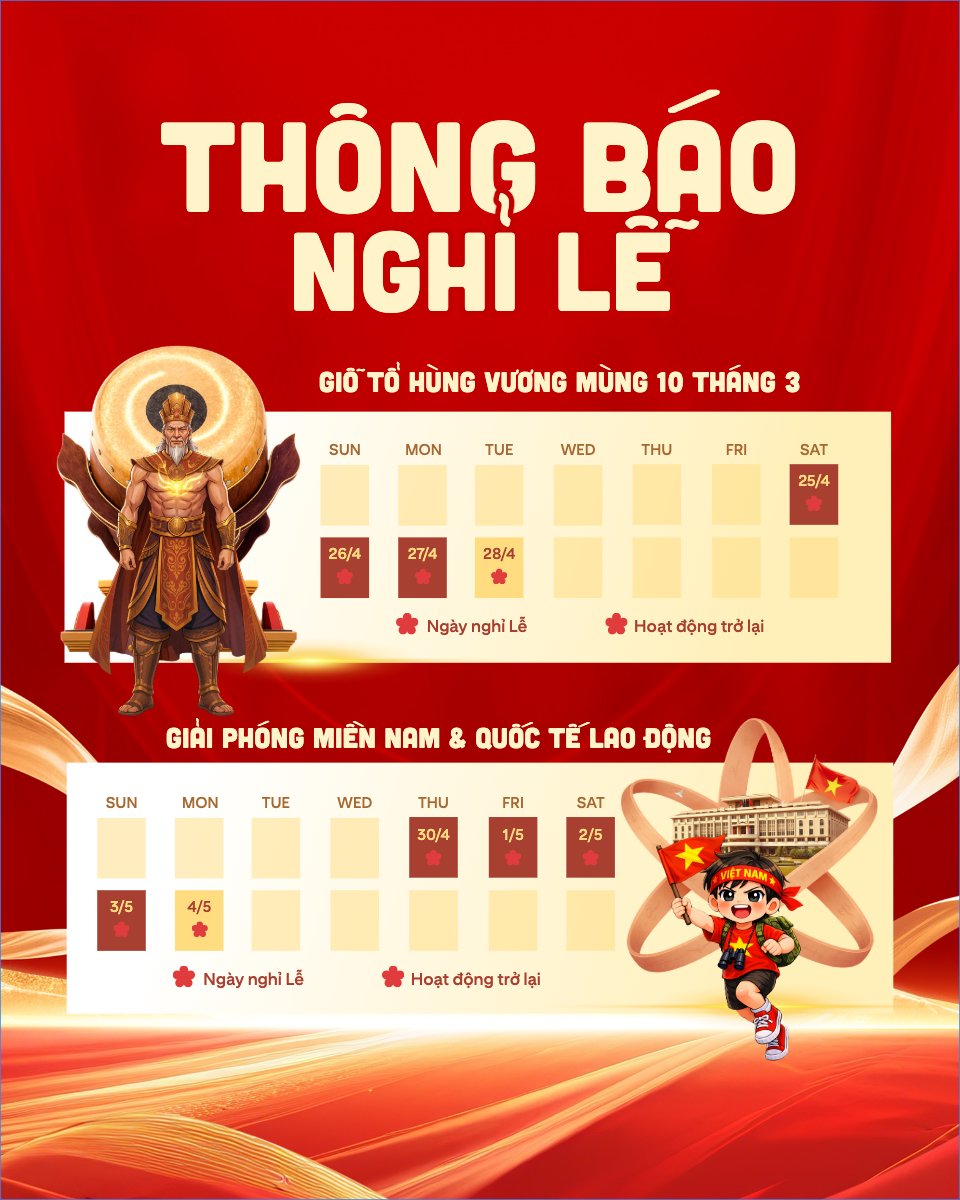 Mẫu Bài post MXH dọc Thông báo nghỉ lễ Giỗ tổ Hùng Vương 2026 — LayerPic